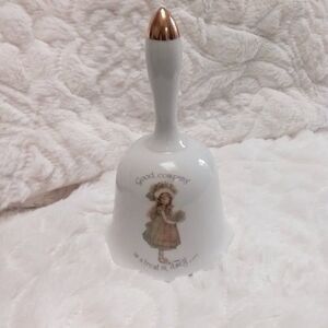 Vintage Holly Hobbie Bell Large 1974 Good Company is a Treat in Itself Gold Trim
